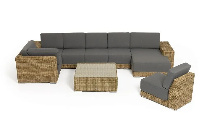 Трансформирующаяся Капри 4SIS лаунж-зона из искусственного ротанга, цвет соломенный фото 2