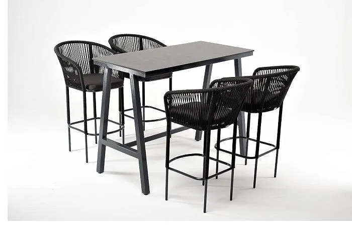 Барный Рио 4SIS комплект на 4 персоны, стол HPL серый гранит, цвет темно-серый фото 1