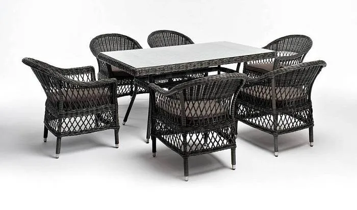Обеденная Амароне 4SIS группа из искусственного ротанга на 6 персон, цвет графит фото 2