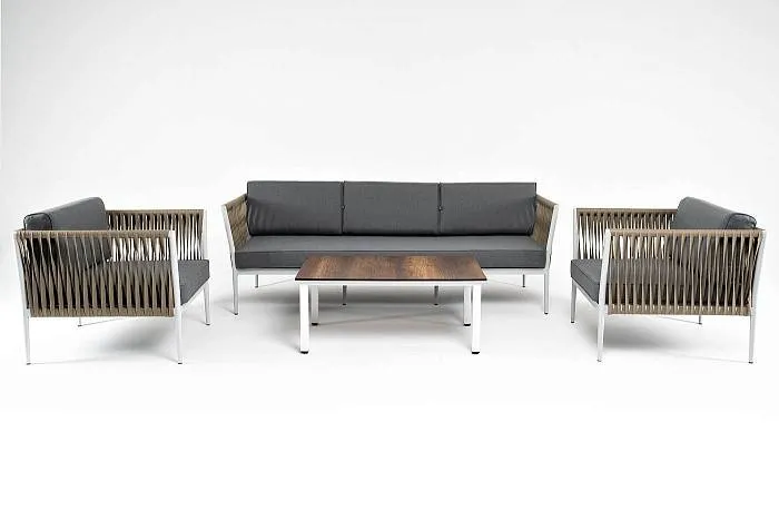 Лаунж-Зона Касабланка 4SIS плетеная из роупа 5-местная, цвет серый фото 2