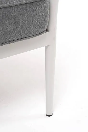 Кресло Касабланка 4SIS плетеное из роупа, каркас алюминий светло-серый (RAL7035) муар, роуп серо-коричневый 23мм, ткань серая 17 фото 2