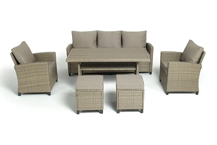 Обеденная Мэдисон 4SIS группа из искусственного ротанга, цвет соломенный фото 2