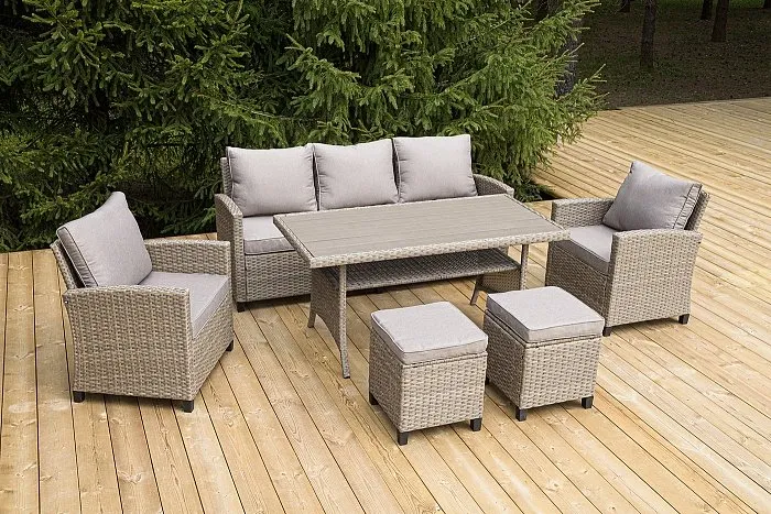 Обеденная Мэдисон 4SIS группа из искусственного ротанга, цвет соломенный фото 1