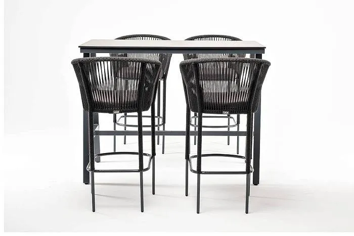 Барный Рио 4SIS комплект на 4 персоны, стол HPL серый гранит, цвет темно-серый фото 2