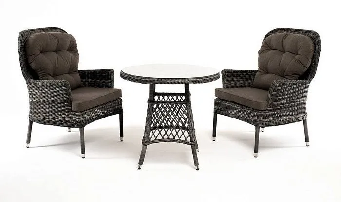 Кофейный Алиса 4SIS комплект из искусственного ротанга, цвет графит фото 1