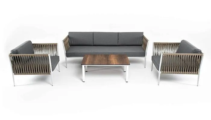 Лаунж-Зона Касабланка 4SIS плетеная из роупа 5-местная, цвет серый фото 1