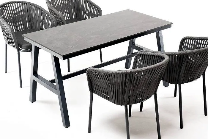 Обеденная Рио 4SIS группа на 4 персоны, стол HPL серый гранит, цвет серый фото 2