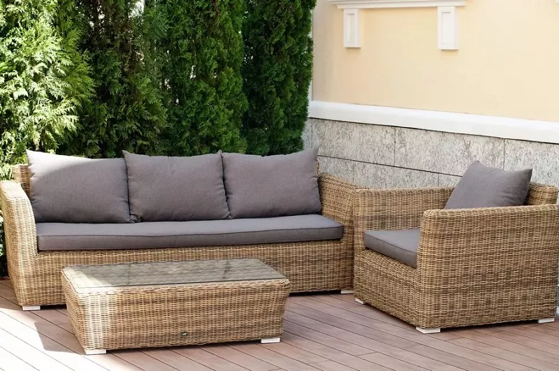 Журнальный столик Капучино 4SIS из искусственного ротанга, цвет соломенный фото 6